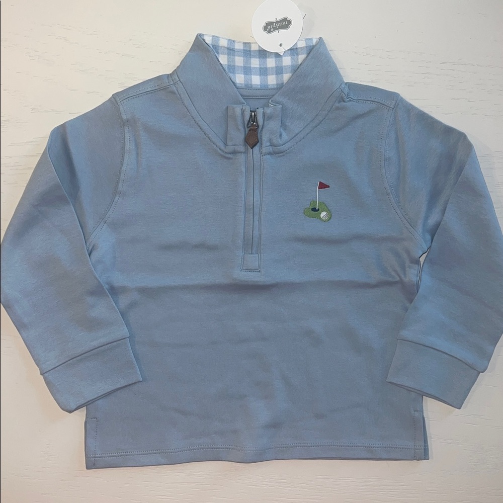 Mud Pie Light Blue Kids Golf Quarter-Zip Sweatshirt 2T 3T
